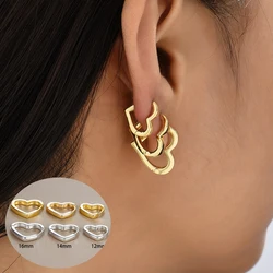3pcs Fashion Smooth Gold Color Heart Hoop Earrings Set For Women Simple Huggies Ear Buckles Piercing Earring Minimalist Jewelry