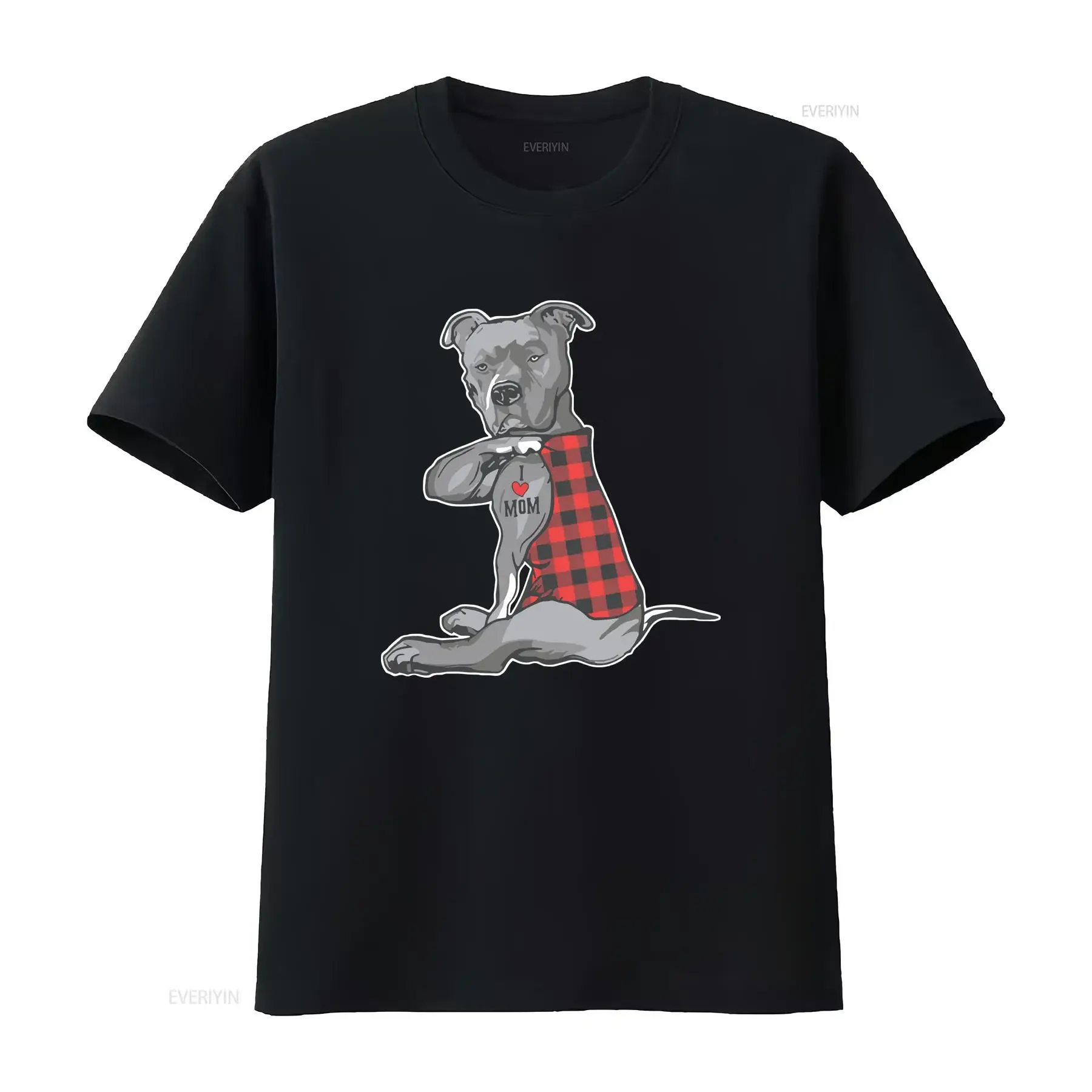I Heart Mom Tattoo Pitbull Pet Lovers Cute Dogmom T Shirt vintage Washed Breathable Comfortable homme Soft Slightly