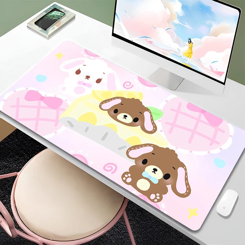 لوحة الماوس PC Kawaii الكرتون مكتب حصيرة الوردي S-السكر الأرانب الجدول حصيرة الكمبيوتر المحمول أنيمي الأرنب الألعاب لوحة المفاتيح زهرة لينة ماوس الوسادة