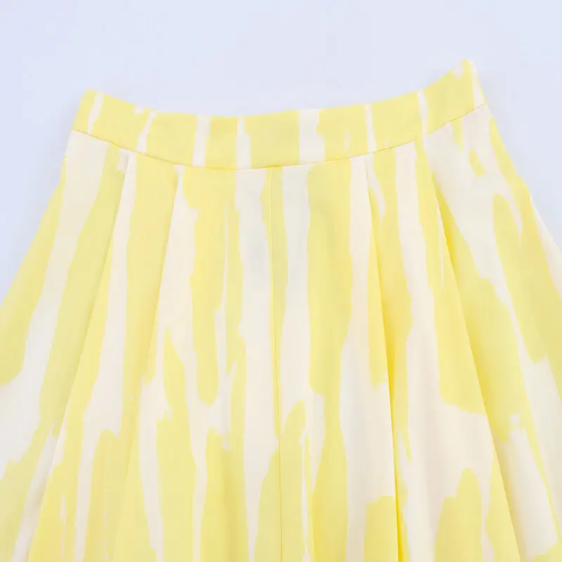 Nuova estate 2025 a vita alta in tessuto di cotone lunghezza midi f gonna da donna Faion Commute Sle gonna ampia con stampa floreale