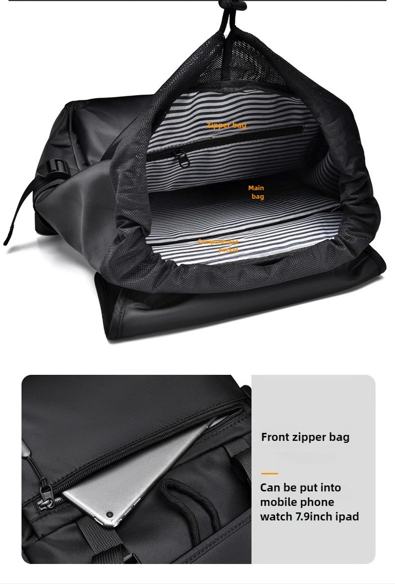 New Business Men's Backpack, Outdoor Leisure Travel Backpack, Large-capacity, Wear-resistant and Waterproof Student Schoolbag