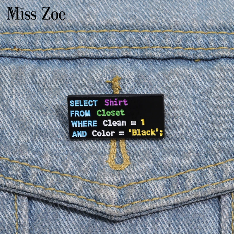 

Program Code Enamel Pins Custom Looking for Black Shirt Brooches Lapel Badges Funny Jewelry Gift for Kids Friends