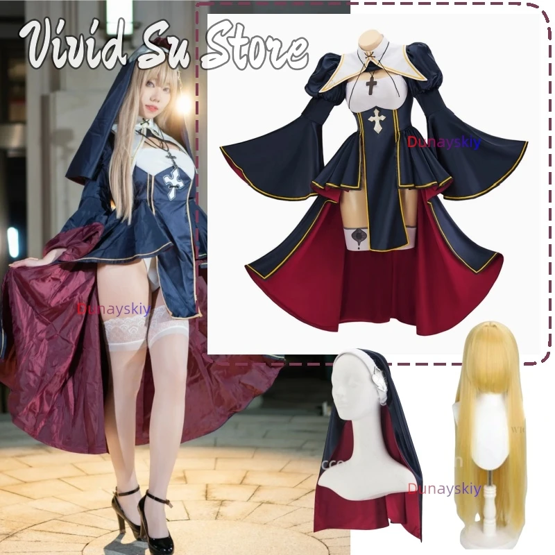 

DUNAYSKIY Charlotte Sister Nun Dress Anime Sexy Cartoon Japanese Girls Cosplay Jirai Kei Uniform Dark Lolita Wigs For Halloween
