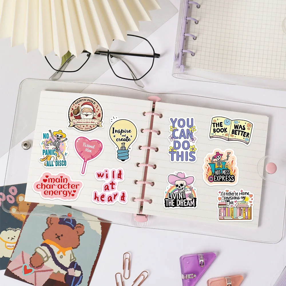 50PCS Mixing English Stickers Colorful Graffiti Decals For iPad Phone Scrapbook Laptop Luggage Hand Account Stickers Toy Gifts