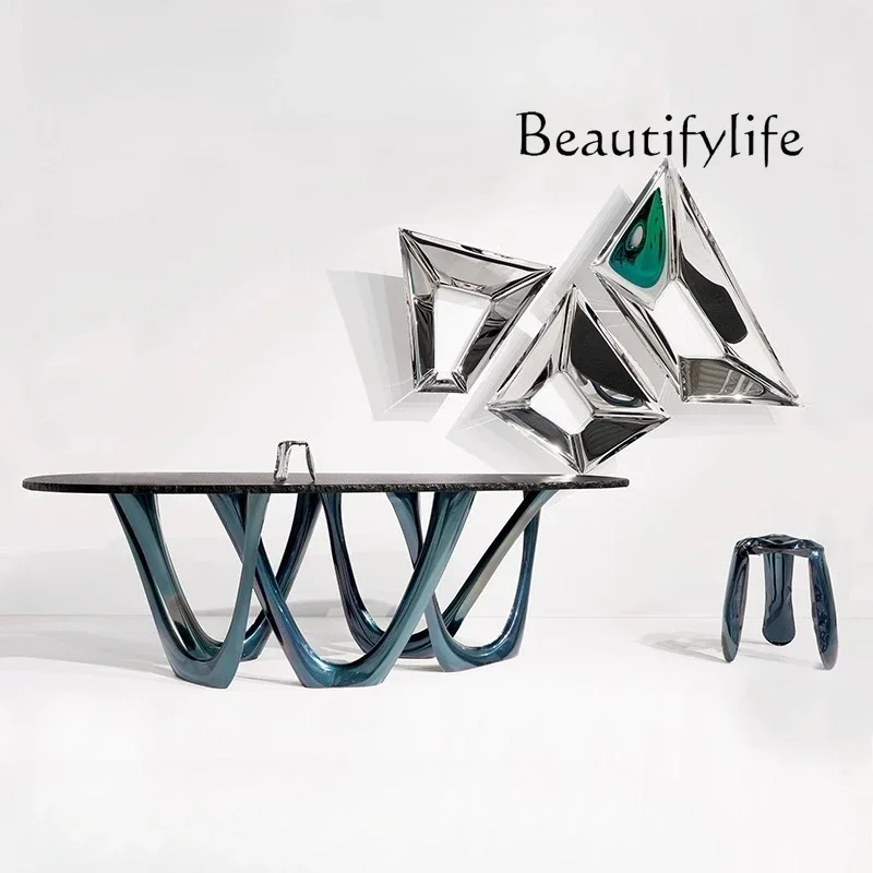 X Modern Minimalist Design Creative Stainless Steel Living Room Light Luxury Special-shaped Diamond Mirror Wall Ornament