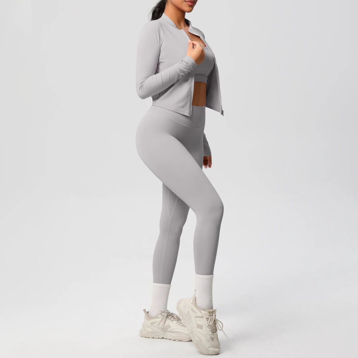 3 stücke Sportswear Yoga Set Gym Sport Bh Zipper Jacke Leggings Kleidung Sportswear Yoga Anzüge Für Frauen Fitness Set Trainingsanzug – Detail 30