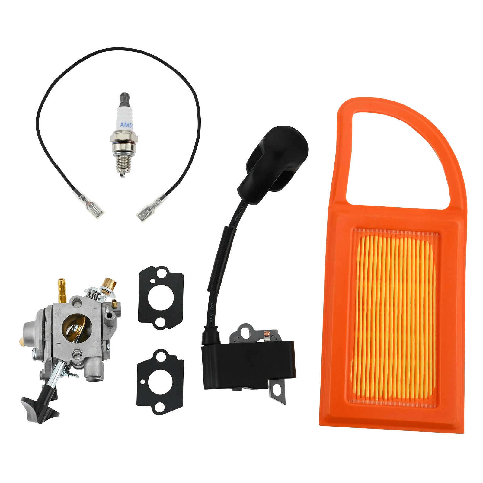 1set Carburetor Ignition Coil Air & Fuel Filter Spark Plug Gaskets Kit for Stihl BR600 BR500 BR550 42824001305 Leaf Blower Parts