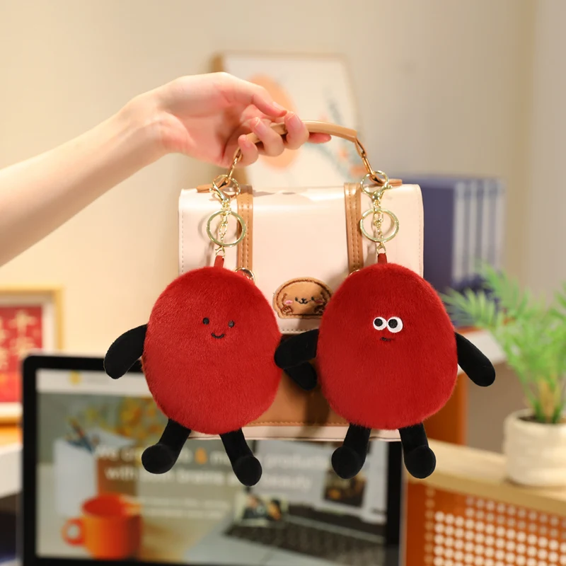 Nuevo juguete de peluche de maní, muñeco de peluche de núcleo de maní de dibujos animados, colgante de núcleo de maní rojo a la moda que se puede colocar en concha de maní