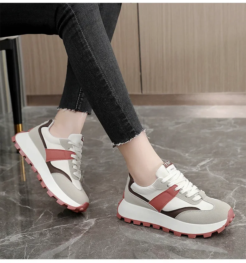 New Casual Platform Sneakers Women 2024 Leather White Women Sport Shoes Winner Thick-soled Fashion Platform Vulcanized Shoes