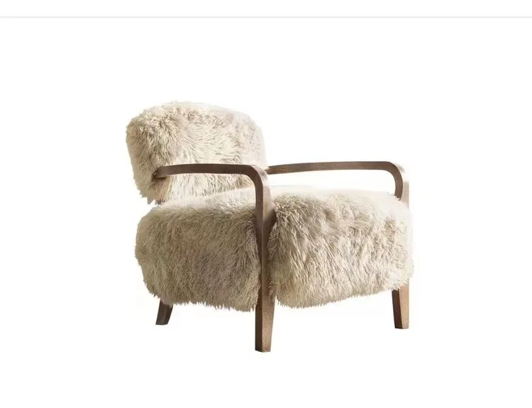 

Runxi Yeti sheepskin Lounge armchair Living Room Chair Fabric Leather Upholstered Living Room Home Furniture