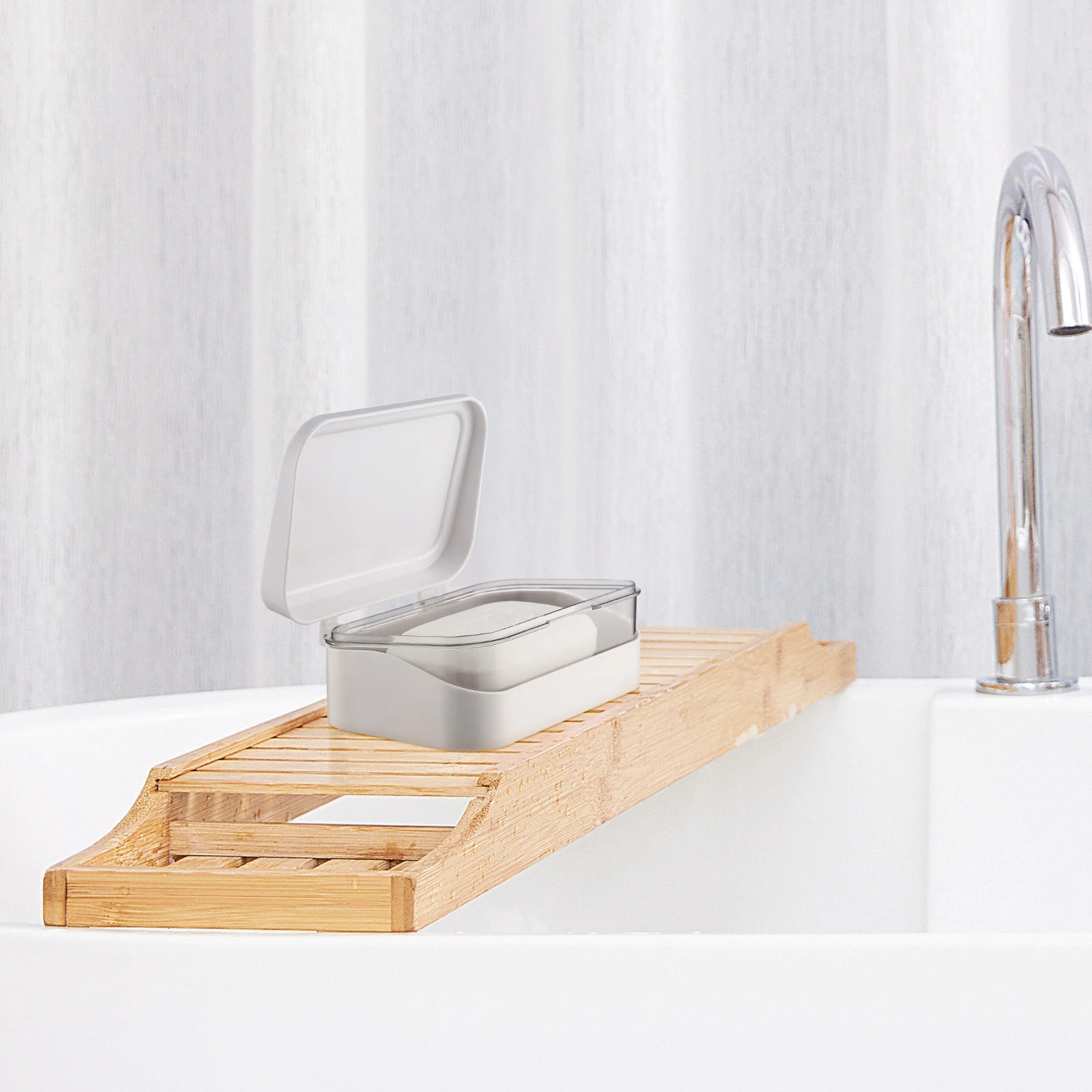 

OUNONA Flip Soap Box with Drain White Ventilation Easy Clean Creative Container for Bathroom Shower Kitchen Storage Rack