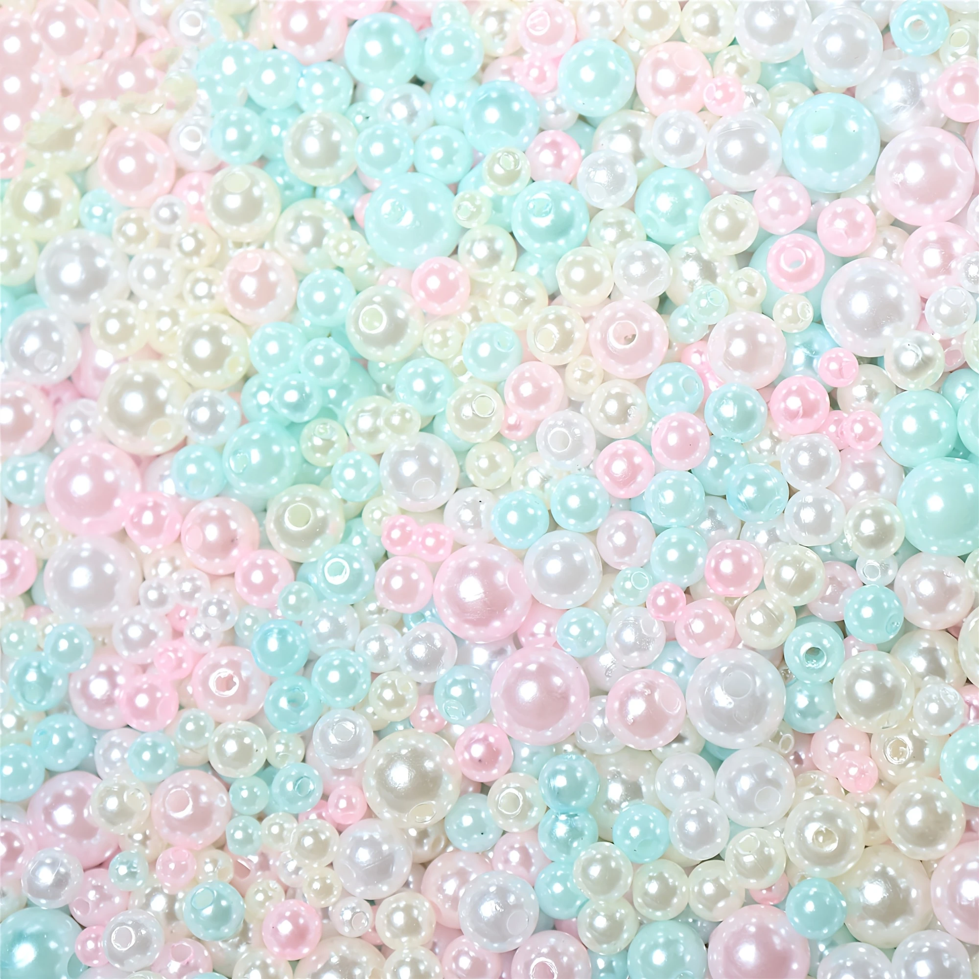 Cuentas redondas de colores claros variados, mezcladas con rosa y azul de 3-10 mm, se pueden usar como regalo de pulsera para la fabricación de joyas DIY.