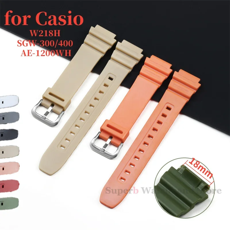 18mm Silicone Strap for Casio F-91/105/108 W800H SGW400 A158W A168 AE1200 AE1300 Sport Soft Watchband Men Strap Replacement