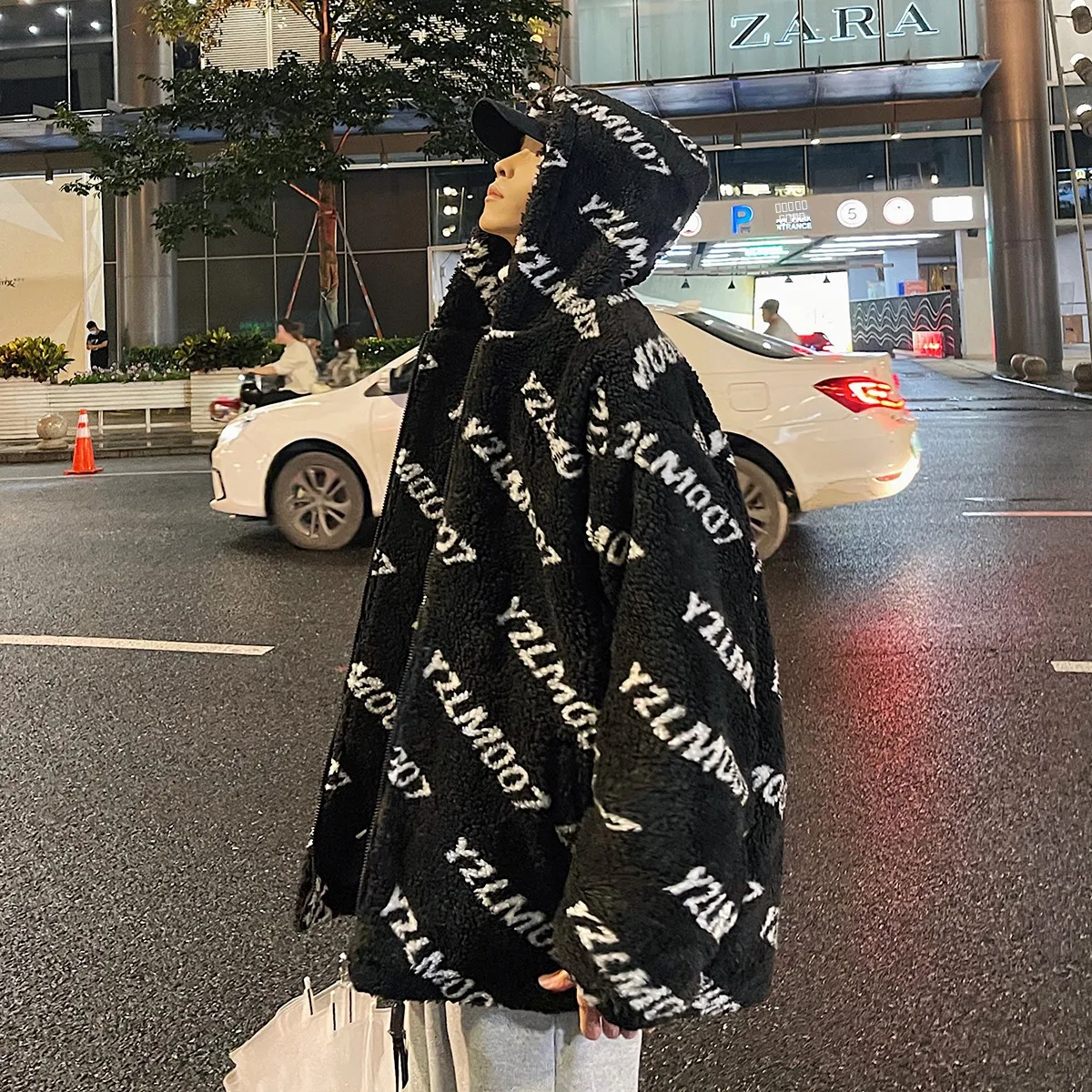 

Мужская утепленная куртка из хлопка с буквенным принтом и отделкой из овечьего меха, зимнее теплое хлопковое пальто для подростков CleanFit