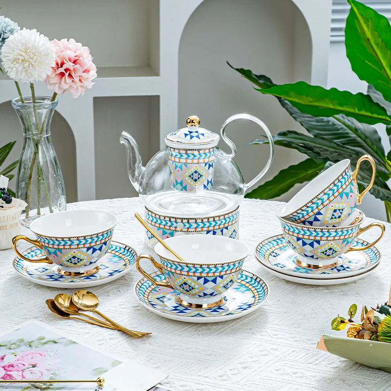 PYH flower teapot set teapot heat-resistant glass boiled fruit teapot flower tea set afternoon tea set
