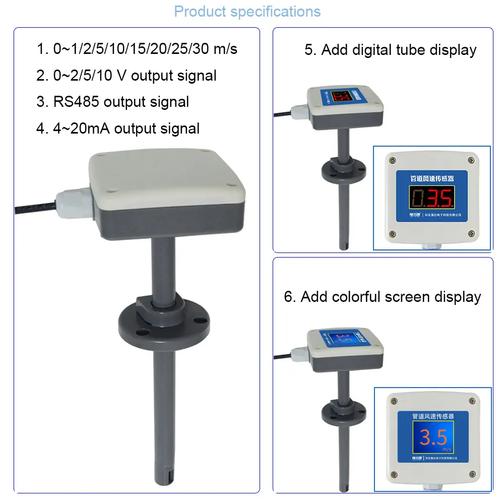 OSA Compact Mechanically IOT 0-5V 4-20mA RS485 Anemometer Pipe Wind Speed Monitoring Sensor Meter Gauge Device With Data Logger