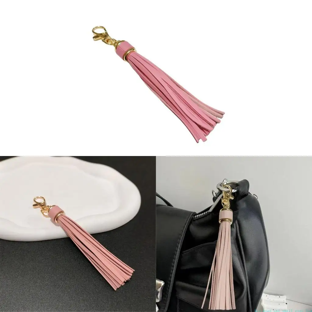 581C Stylish PU Leather Tassels Holder Portable PU Leather Tassels Keychain Enhances Your Bag With A Touch Of