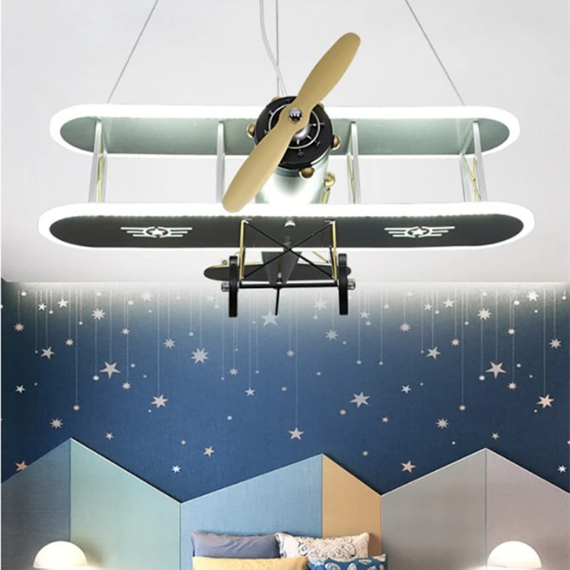 Creative Led Children's Airplane Boy's Bedroom Personality Modern Fashion Simple Cartoon Toy Chandelier Pendant Lamps