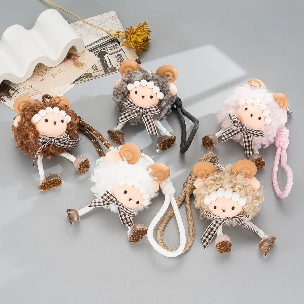 Soft Plush Sheep Keychain Portable Cute Stuffed Lamb Pendant Creative Mascot Dolls Cartoon Sheep Doll Chinese New Year Gift