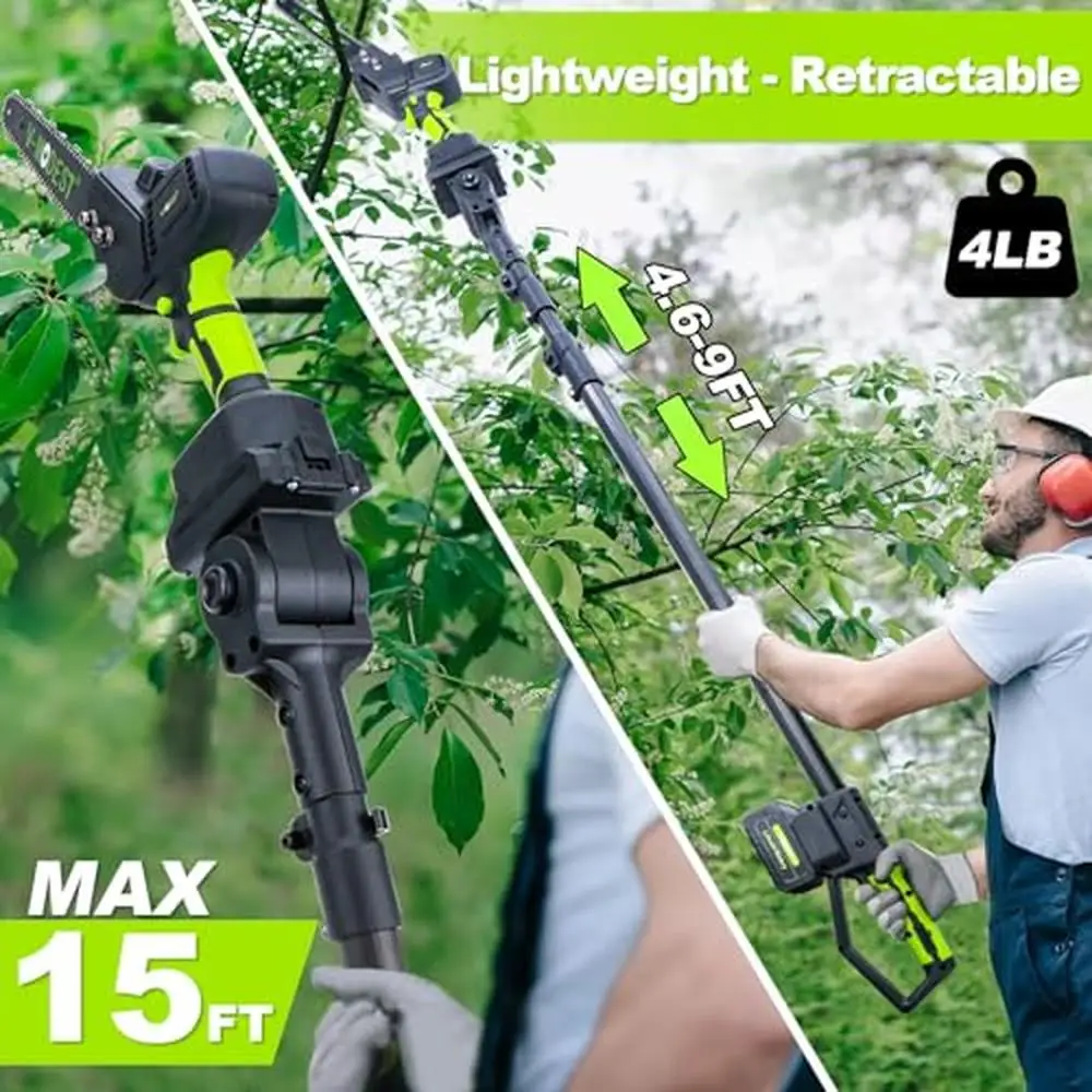 Cordless Pole Chainsaw and Pruning Shears Set Extension Pole Compatible Battery System High Branch Cutter Ground Trimmer Sharp