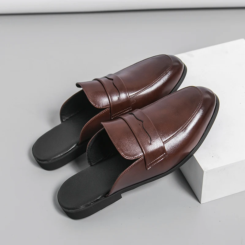 Summer Men Half-slipper Black-brown Color Men Casual Comfortable Slip-on Indoor/outdoor Men Shoes Couple Slipper Sizes 35-46