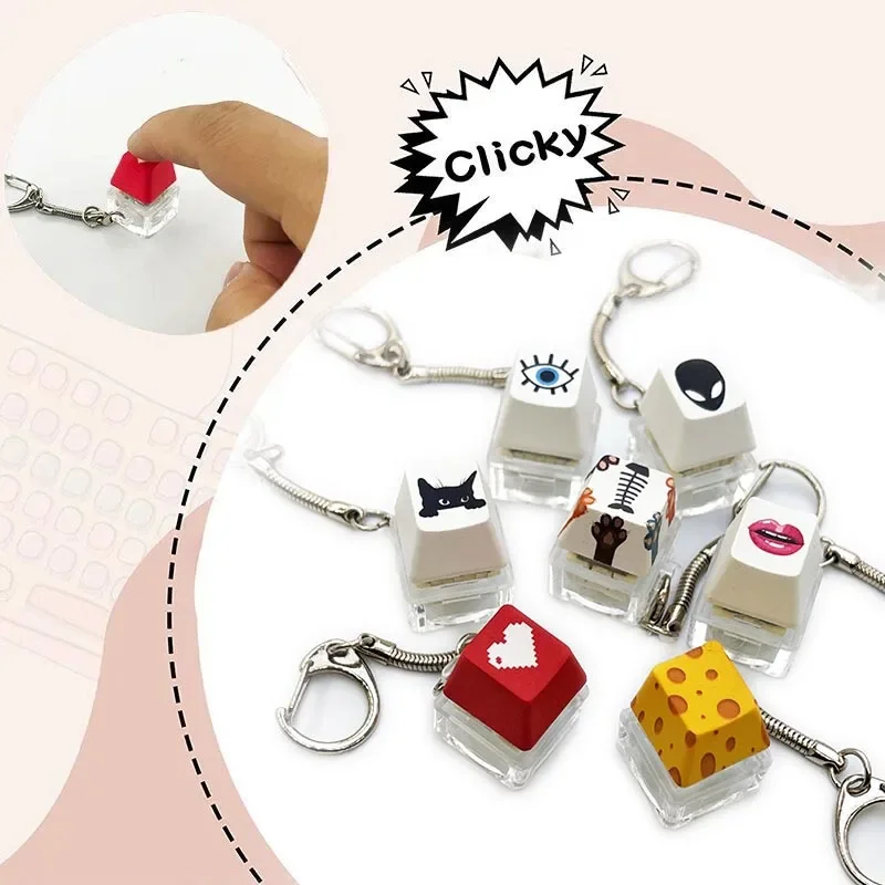 Mechanical Keyboard Key Cap Shaft Tester Keychain Key Ring Fingertip Press Dlow Pressure Toy Novelty Toy