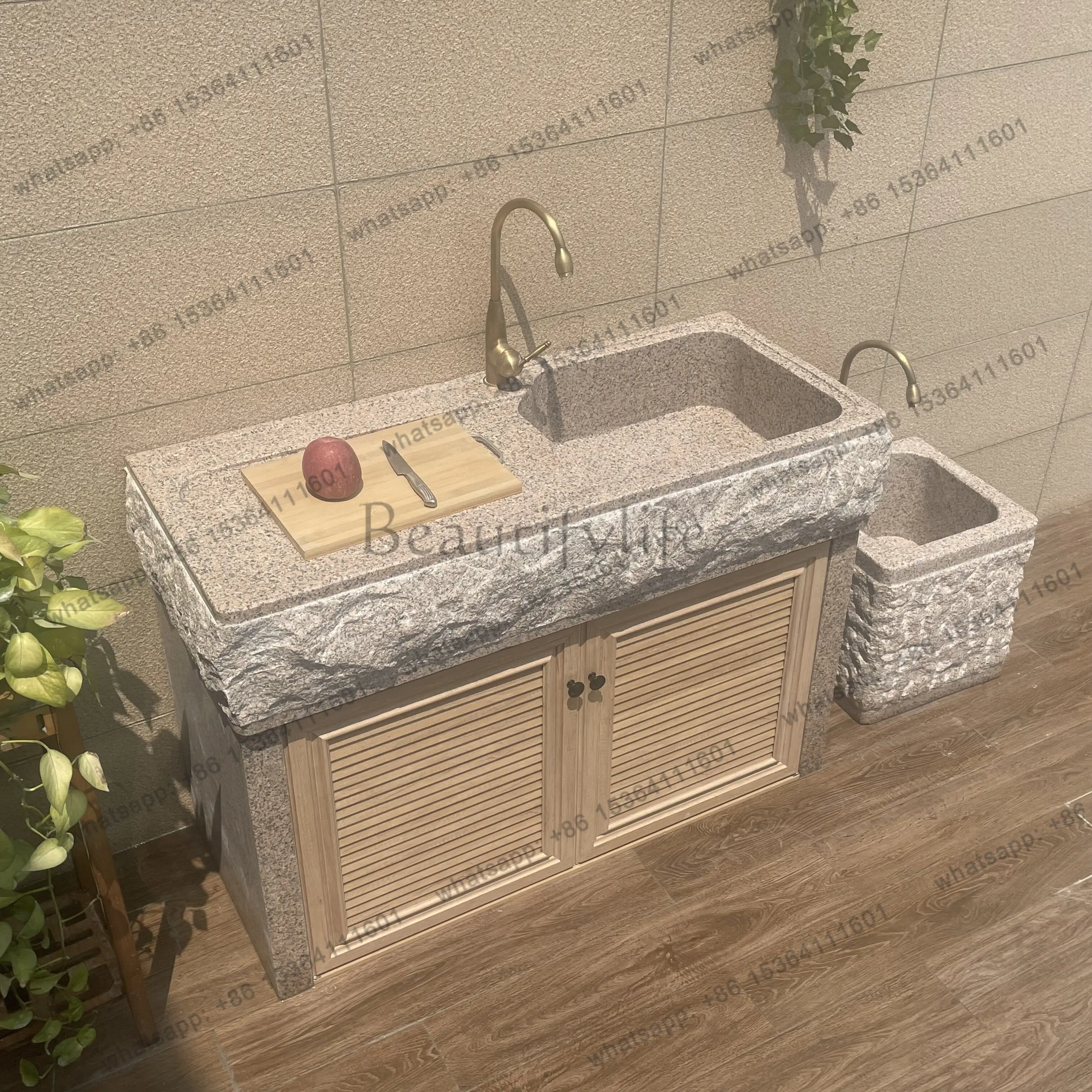 Marble laundry pool, garden outdoor console, whole stone integrated sink basin