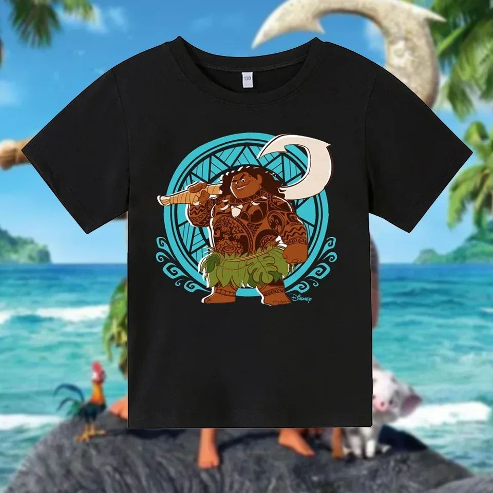 Moana cartoon character Maui funny picture printed top summer boys street short-sleeved sports T-shirt parent-child clothing