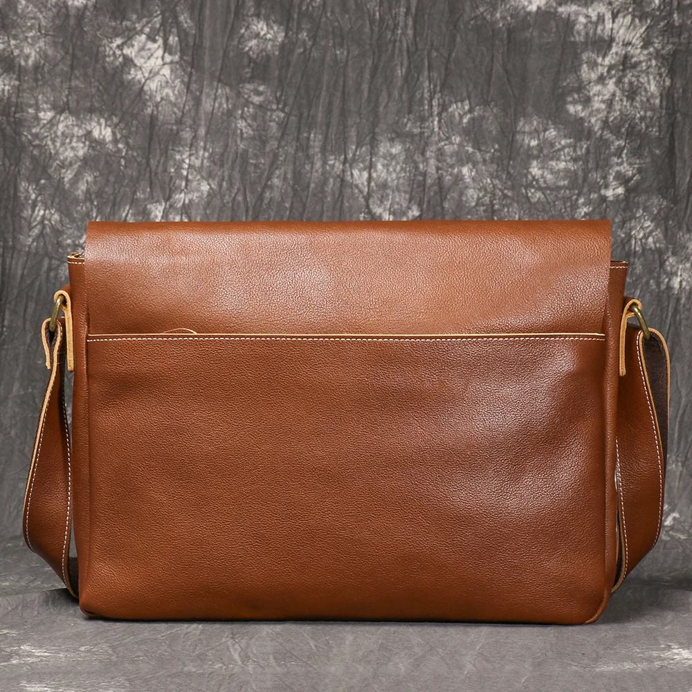 LUOKIR Retro New Men's Leather Shoulder Bag Vegetable-tanned Leather Crossbody Bag Large Capacity Cowhide Laptop Bag Briefcase