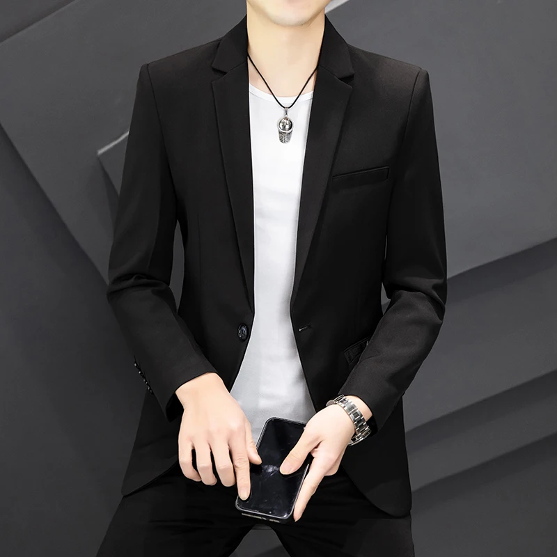 

Мужской костюм Sli Slim Fit Jaet, осенний новый модный городской молодежный повседневный длинный свек на одной пуговице, чистый цвет, модный