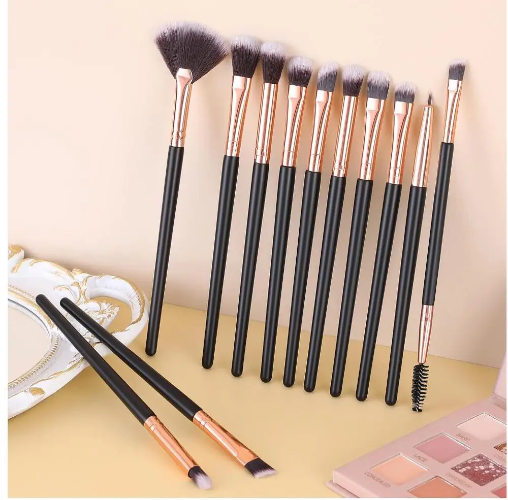 FJER – ensemble de pinceaux de maquillage, couleur Champagne, ombre à paupières, surbrillance, sourcils, Eyeliner, mélange de cils, Kit d'outils de beauté cosmétique, 12 pièces