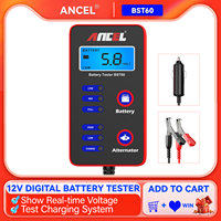 ANCEL BST60 12V Digital Car Battery Tester Quick Tester Alternator Charging with cigarette lighter adapter Car Battery Test Tool