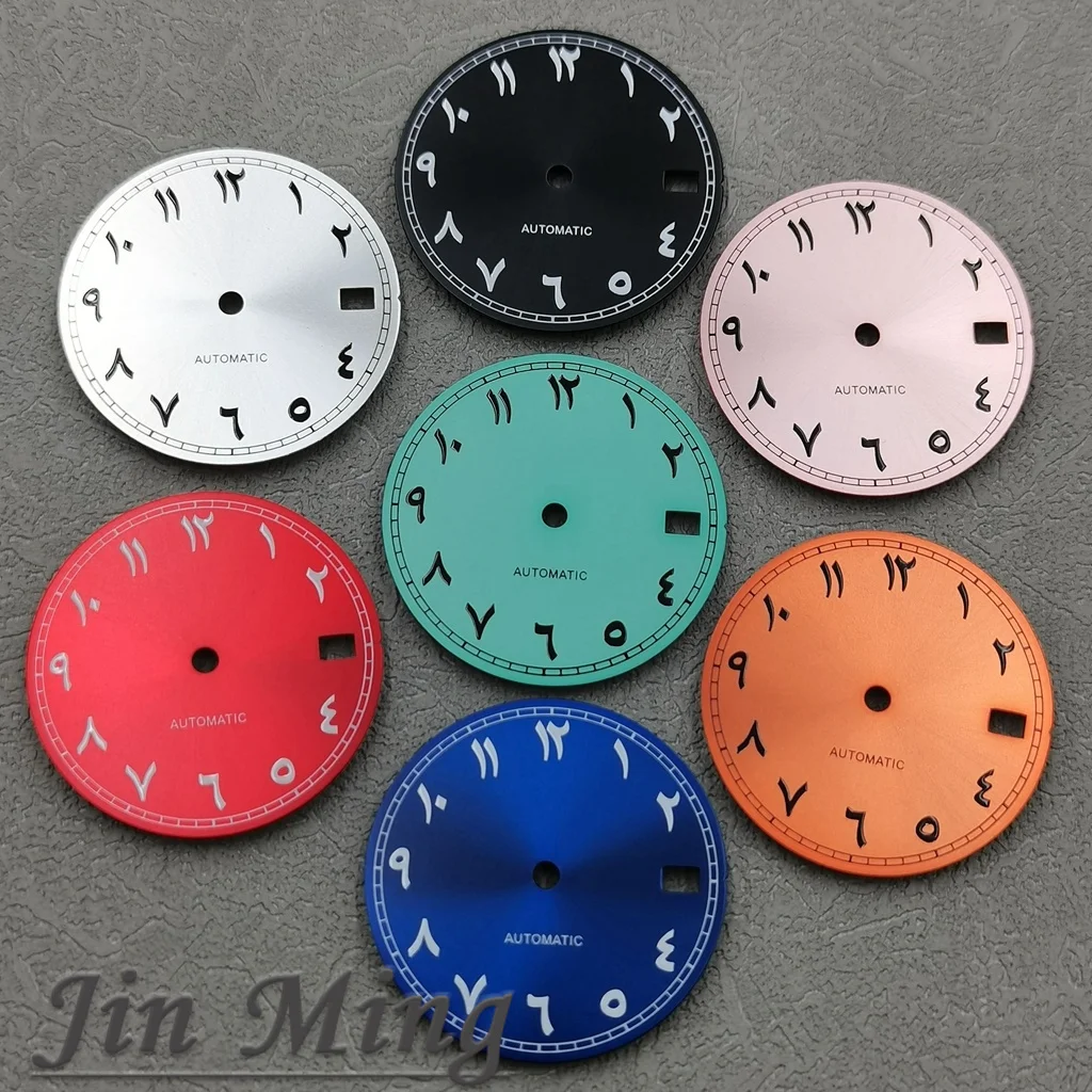 High Quality 28.5mm Silver Black Blue Red Green Pink Date Window  Aseptic Dial Fit NH35 /NH36/4R/7S Automatic Movement