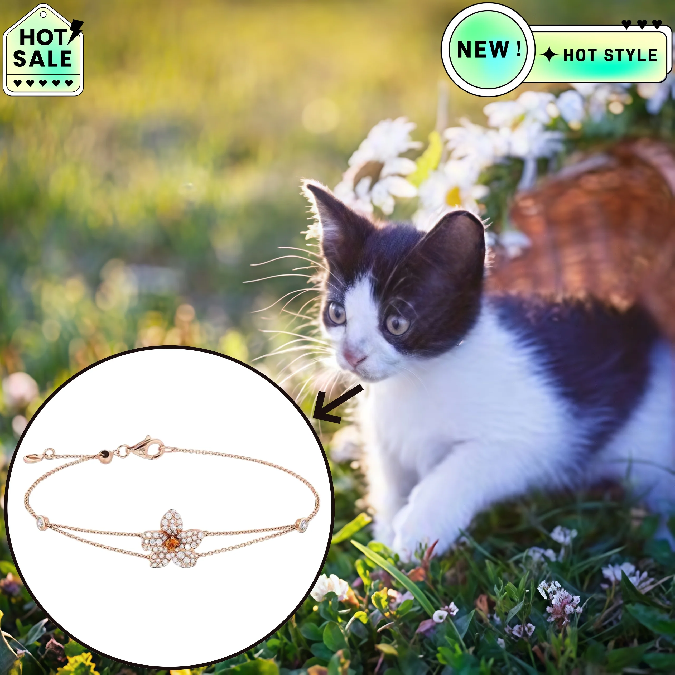 

Cat Accessories 2025 Hot Selling Brand Ariana Grande Same Style Bracelet Women's Luxury Jewelry Suitable for Gift Giving