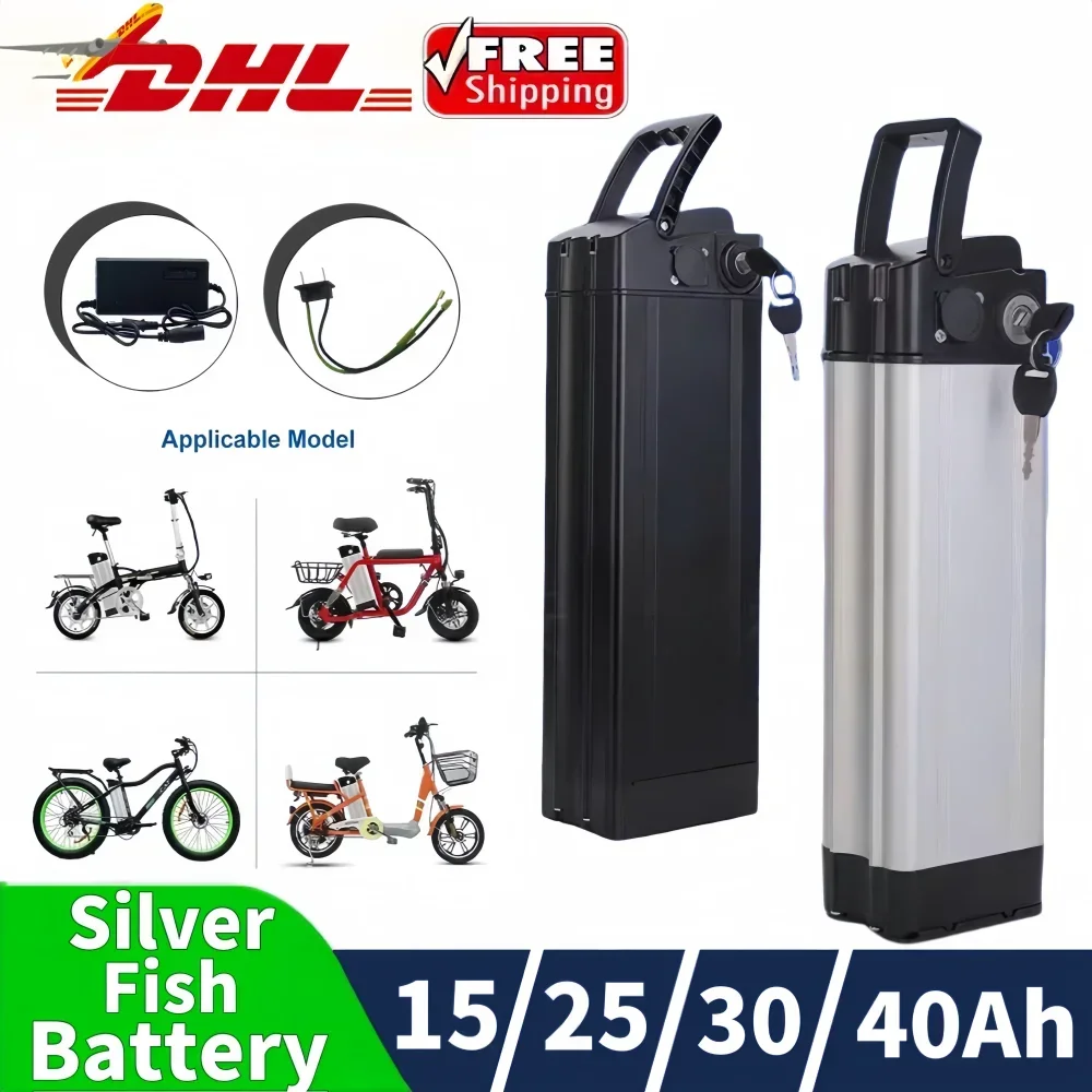 Original 36/48V High quality 15/25/30/40Ah silver fish E-bike battery,500W 750W 1000W High-power 18650 Lithium ion battery pack