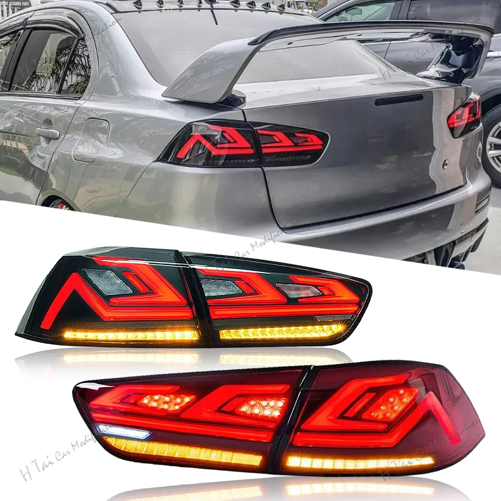 Pair LED Tail Lights For 2008-2018 Mitsubishi Lancer EVO X Rear Lamps Taillights Dynamic Turn Signal Car Tail Light Assemblies
