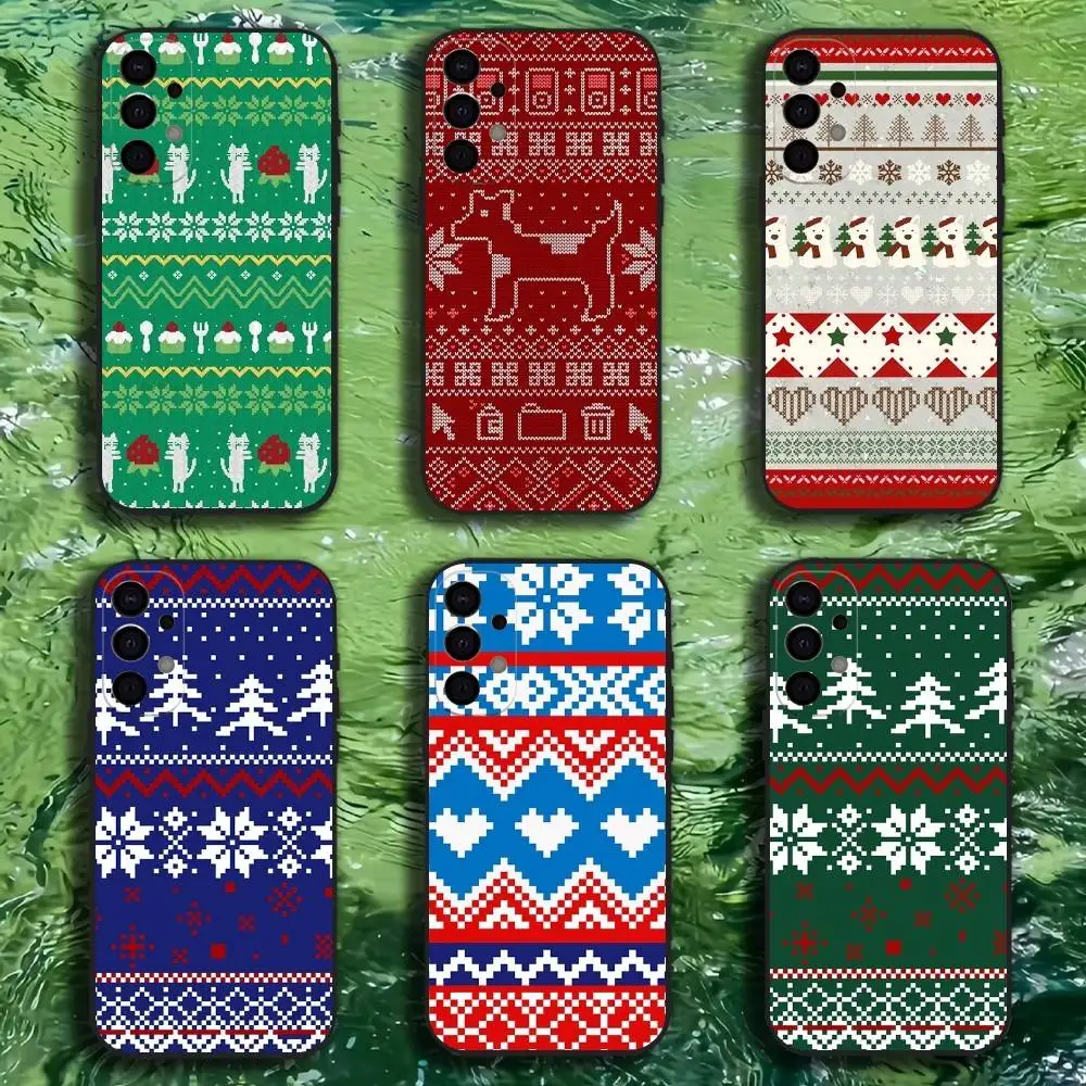 

Fair Isle style Phone Case For Samsung S25,S24,S21,S22,S23,S30,Ultra,S20,Plus,Fe,Lite,Note,10,9,5G Black Cover