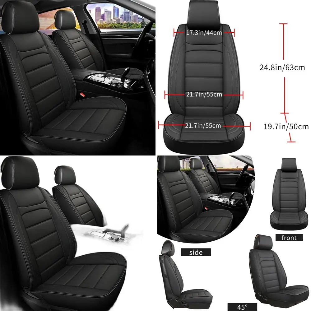 

Universal Waterproof Napa Leather Seat Covers for Front Seats, Anti-Slip Car Seat Protectors for Cars, SUVs, and Sedans, Black I