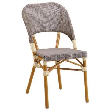 

*French Style Classic Bistro Metal Frame Woven Rope Waterproof Outdoor Dining Chair