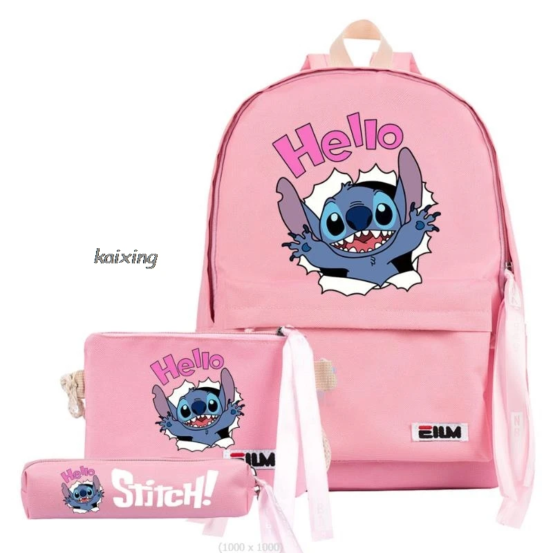 3 szt. Lilo Stitch plecaki Cartoon podstawowy drukuj oprogramowanie kobiety dziewczęta torby szkolne podróżne Lovley Girls Mochilas prezent