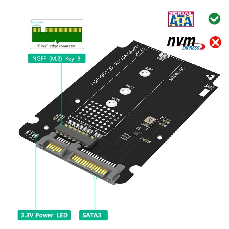 Convertitori adattatori a NVME, NVME SSD a SATA3.0 da 2,5 pollici per 30/42/60/8