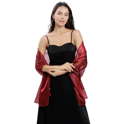 Imagen 2 del producto Chales elegantes para mujer, envolturas para vestidos de noche, chal de boda para dama de honor, capas de fiesta de Color sólido, bufanda decorativa