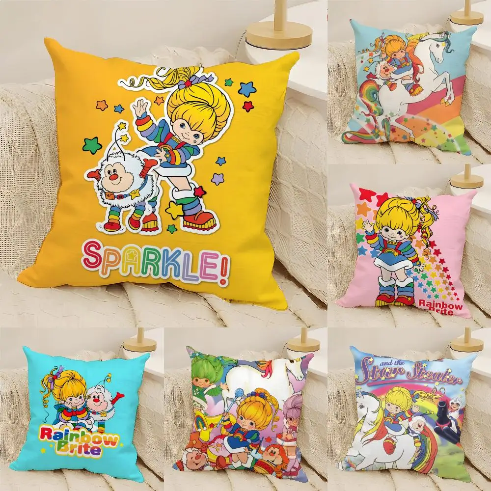 

Милая наволочка с рисунком аниме R-Rainbow Brite, натуральный лен, двусторонняя печать, чехол для диванной подушки, декор для дома