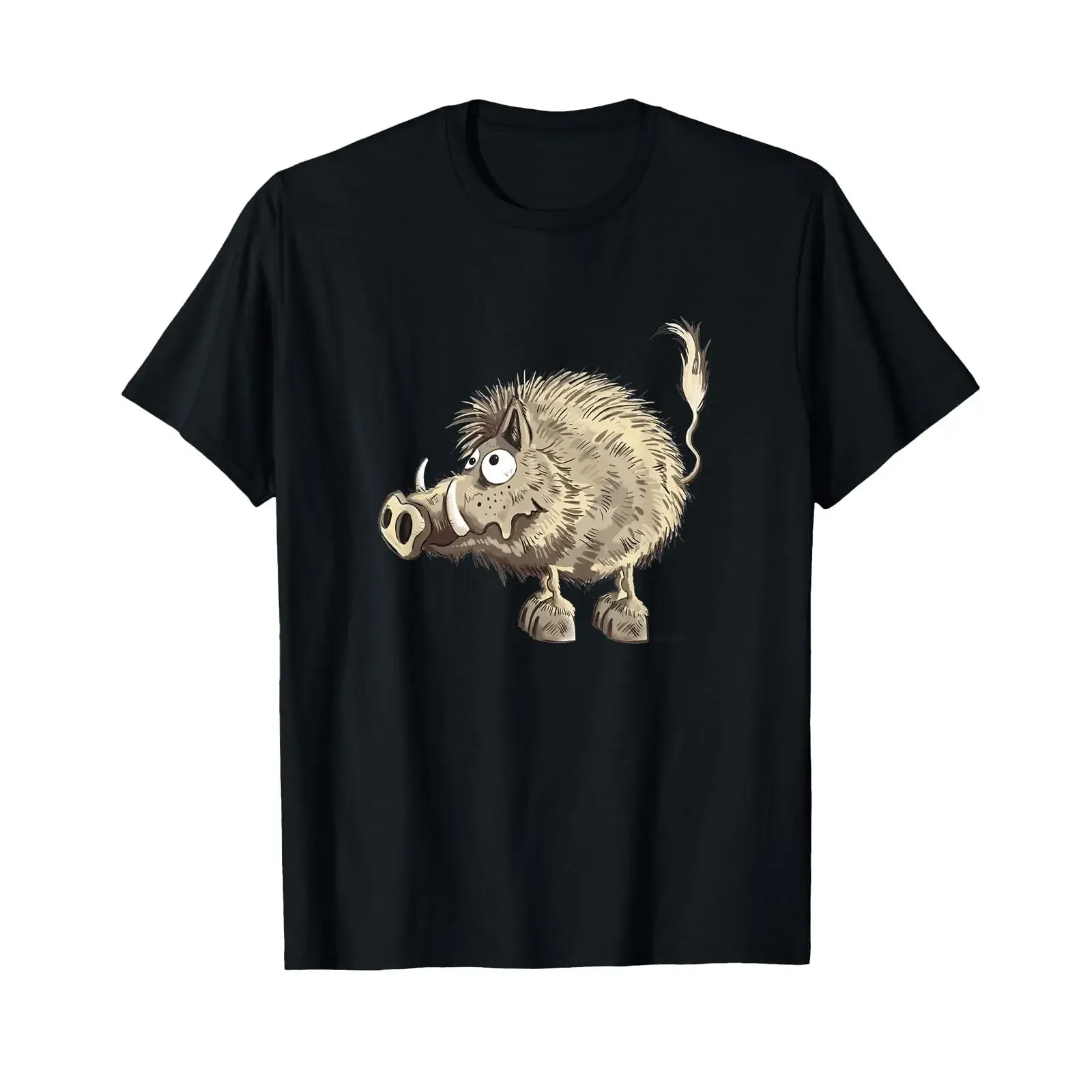 Wild Boar Cartoon Animal Hunting Fun T Shirt vintage Washed graphic Soft Slightly Breathable Stylish Unisex Stretched fashion