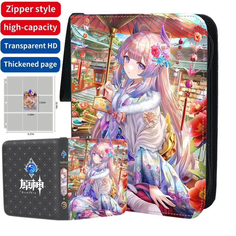 900Pcs Genshin Impact Cards Binde Zipper Anime Game 400pcs Card Album Holder Folder Portable Storage Case Book Birthday Gift