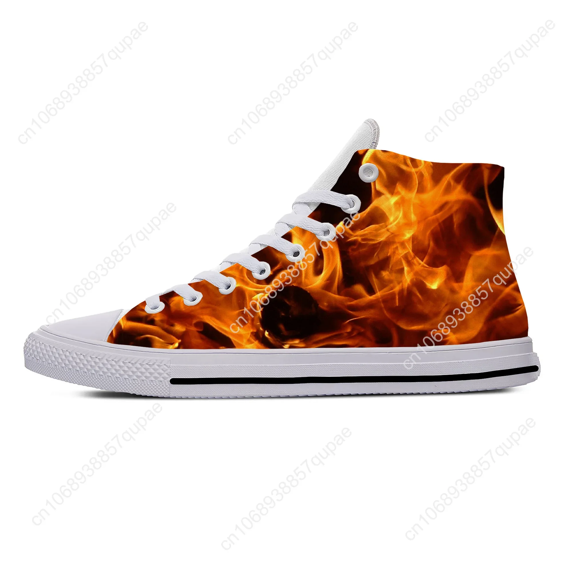 Anime Cartoon Comic Flaming Flame Fire Pattern Casual Cloth Shoes High Top Lightweight Breathable 3D Print Men Women Sneakers - view 2