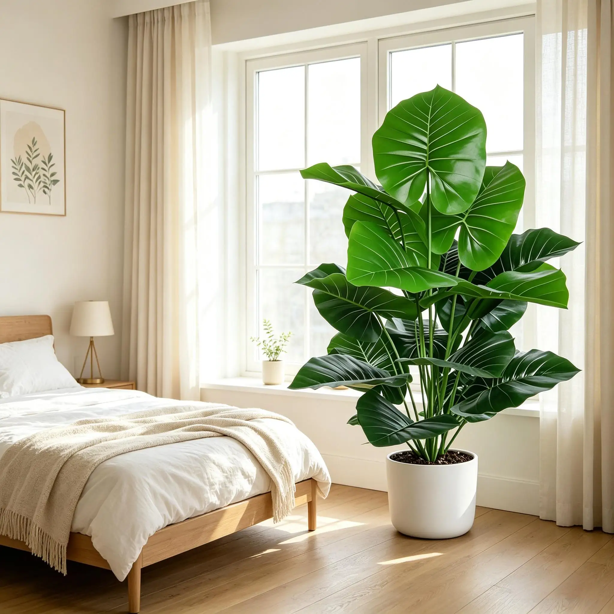 1 Pieza de Planta de Taro Artificial de Hoja Redonda con Tacto Real, 60-105cm, Hojas de Alocasia Artificiales para Decoración de Hogar, Jardín, Oficina y Fiestas 2026