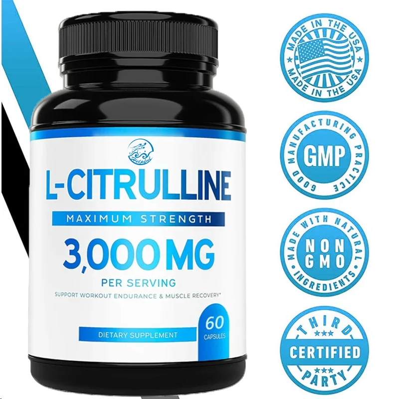 3000 milligrams of L-citrulline supplement (60 vegetarian capsules) - Endurance, exercise performance - Men's supplement-