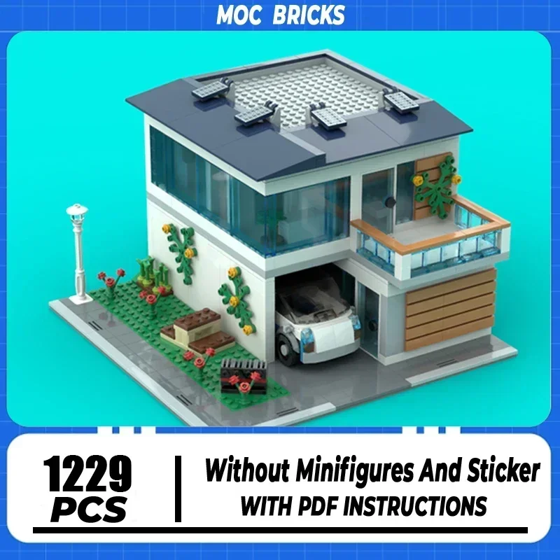 Moc Baustein Moderne Familie Haus Modell Technologie Ziegel DIY Montage Modulare Stadt Street View Spielzeug Für Urlaub Geschenke