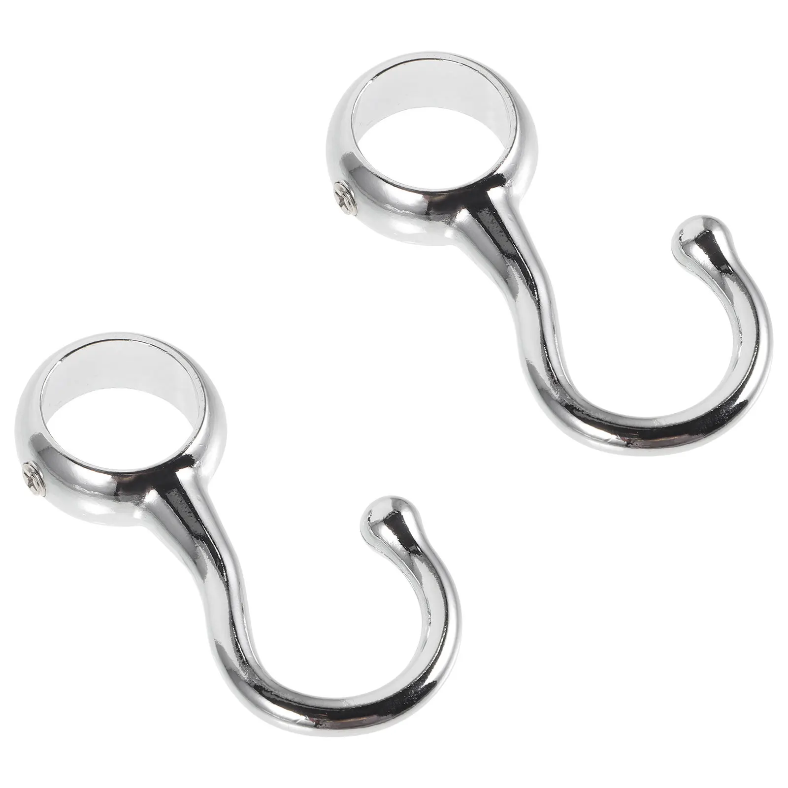 

2Pcs Windproof Round Positioning Hooks Sturdy Tube Hooks for Curtain Rod Clothes Drying Rod Round Hook Windproof Hook